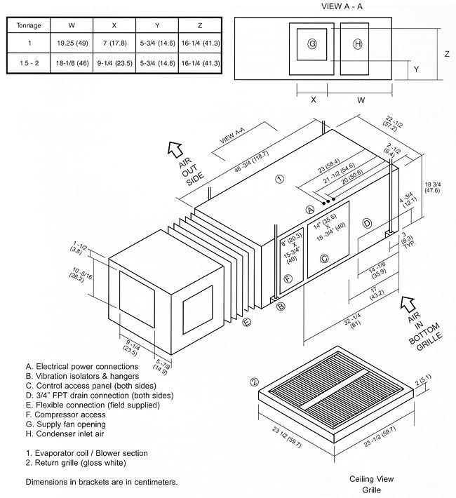 Air Cooled Grille Diffuser 1.5 AC Unit Specifications