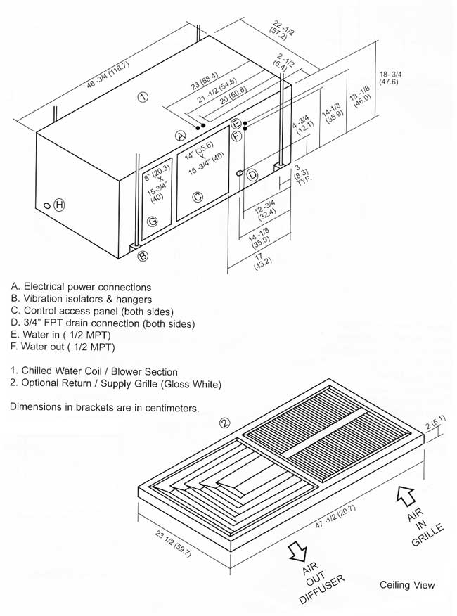 Chilled Water Grille Diffuser 1.5 AC Unit Specifications